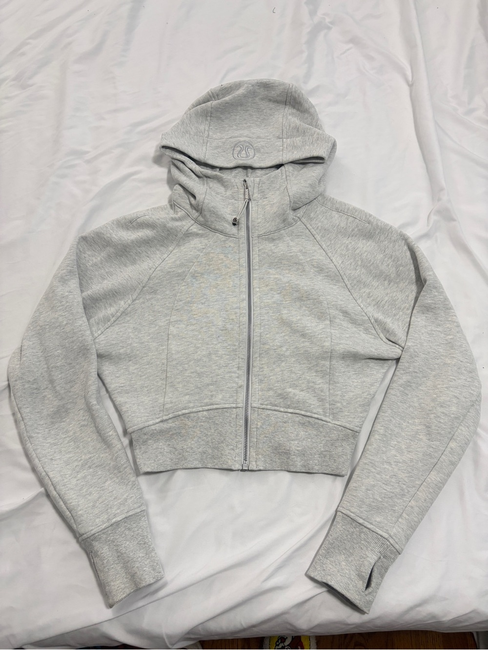 lululemon athletica Light Gray Cropped Scuba Full-Zip Hoodie 6